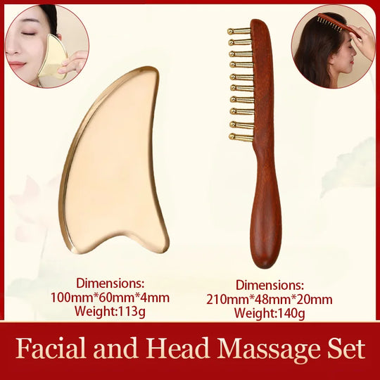 Copper guasha plate pure brass household scalp universal massage comb Mammary Scraping comb body massage tool