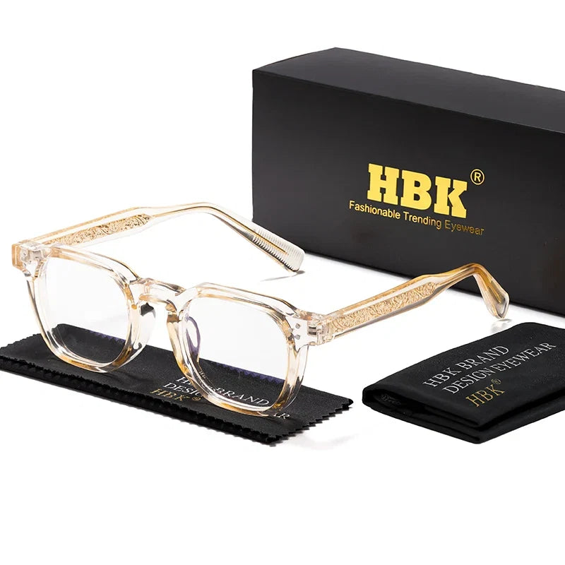 HBK  Square Flat Light Glasses for Men Women Retro TR Frame Eyeglass High-Quality Eyewear Minimalist Match Ideal Gifts