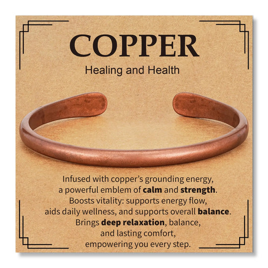 Pure Copper Bracelets for Women Men Waterproof Healing Cuff Bracelets Adjustable Chunky Healing Copper Bangle Jewelry Gifts