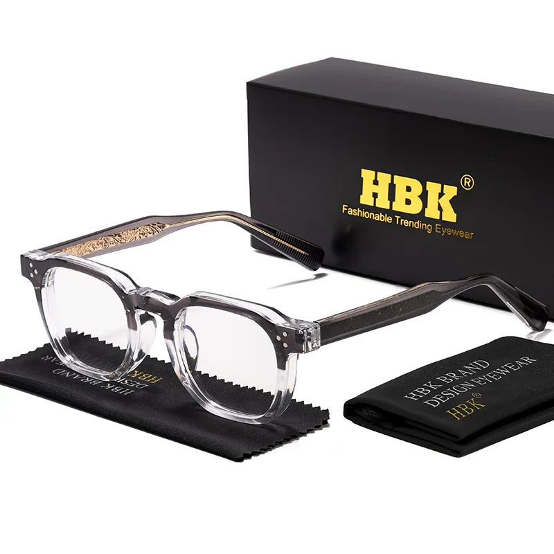 HBK  Square Flat Light Glasses for Men Women Retro TR Frame Eyeglass High-Quality Eyewear Minimalist Match Ideal Gifts