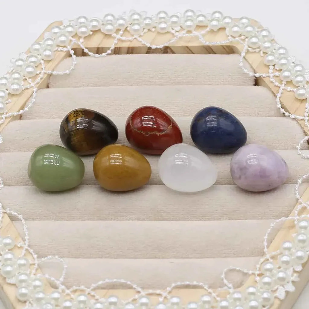 7pcs/lot Natural Crystal Egg Stone Mini Polished Agate Jewelry Home Decor Reiki Healing Crystals Ornament Gift