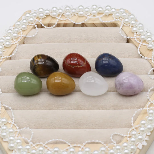 7pcs/lot Natural Crystal Egg Stone Mini Polished Agate Jewelry Home Decor Reiki Healing Crystals Ornament Gift
