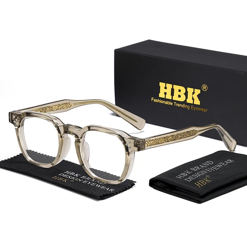 HBK  Square Flat Light Glasses for Men Women Retro TR Frame Eyeglass High-Quality Eyewear Minimalist Match Ideal Gifts
