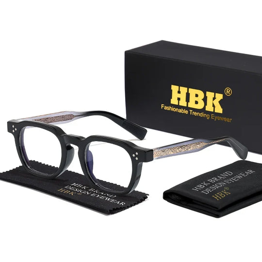 HBK  Square Flat Light Glasses for Men Women Retro TR Frame Eyeglass High-Quality Eyewear Minimalist Match Ideal Gifts