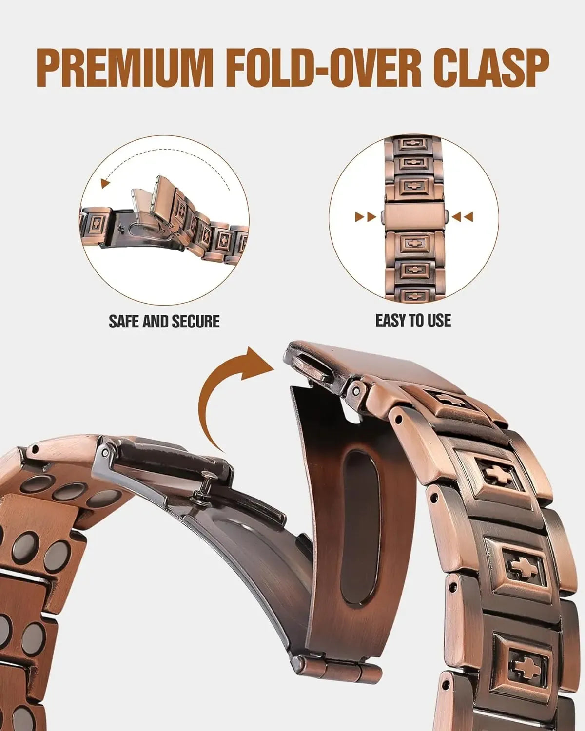 ARADOO Copper Bracelet for Men - Magnetic Therapy Wristband