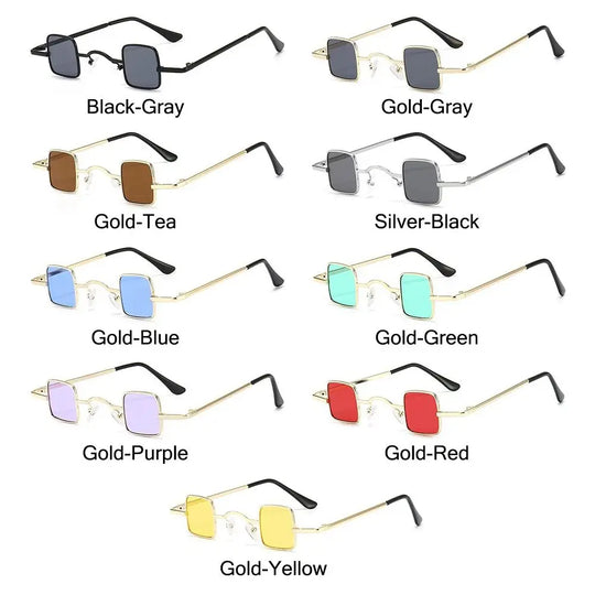 Fashion Small Square Sunglasses Ultra Light Metal Frame Hip Hop Punk Sun Glasses Candy Color Sunglasses Shades for Women Men