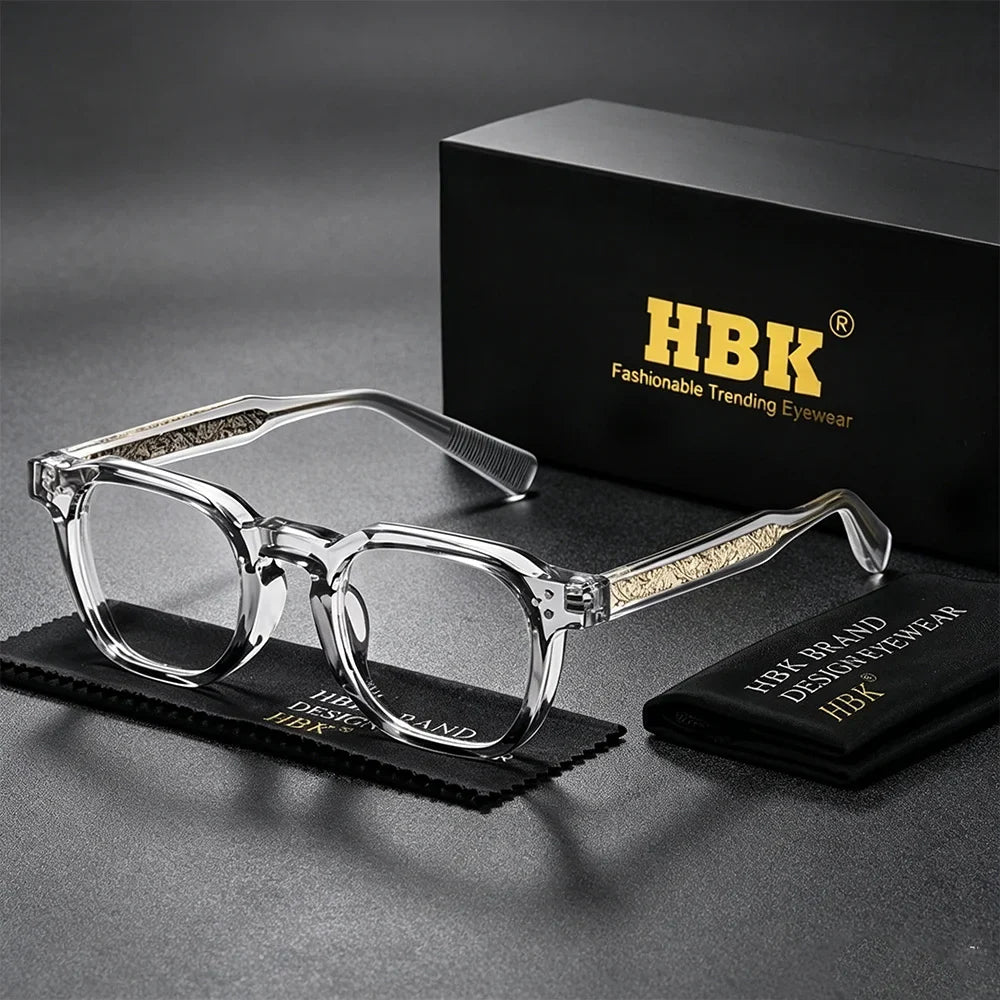 HBK  Square Flat Light Glasses for Men Women Retro TR Frame Eyeglass High-Quality Eyewear Minimalist Match Ideal Gifts