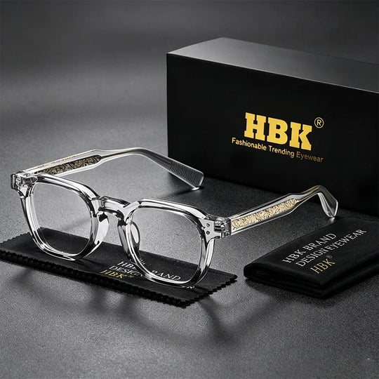 HBK  Square Flat Light Glasses for Men Women Retro TR Frame Eyeglass High-Quality Eyewear Minimalist Match Ideal Gifts