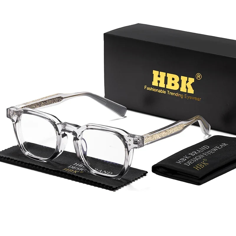 HBK  Square Flat Light Glasses for Men Women Retro TR Frame Eyeglass High-Quality Eyewear Minimalist Match Ideal Gifts