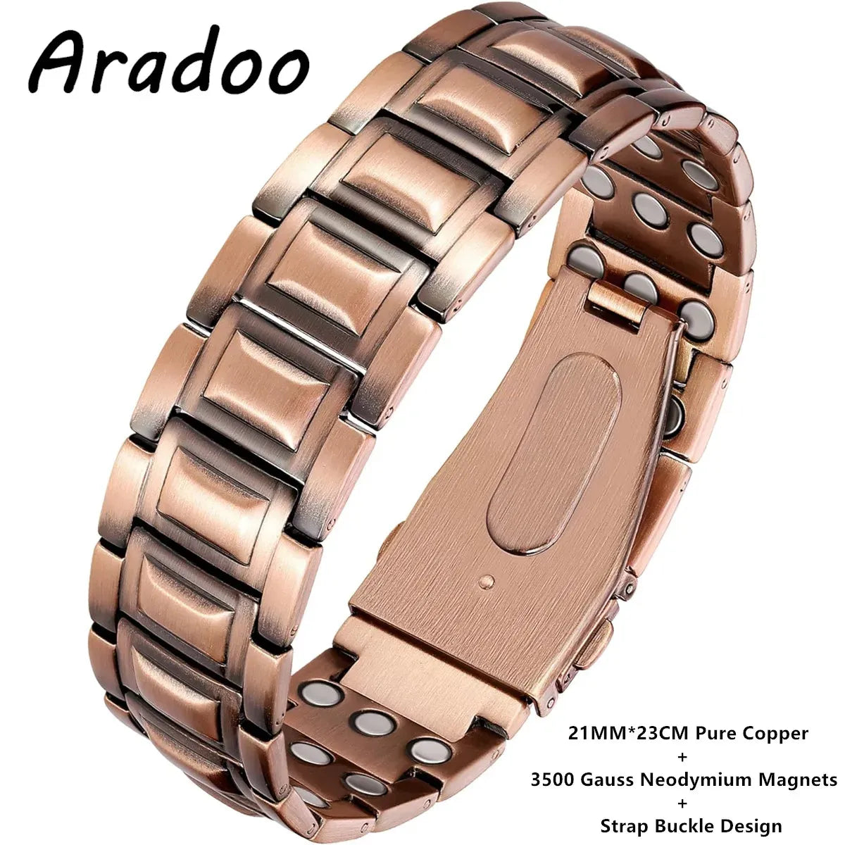 ARADOO Copper Bracelet for Men - Magnetic Therapy Wristband