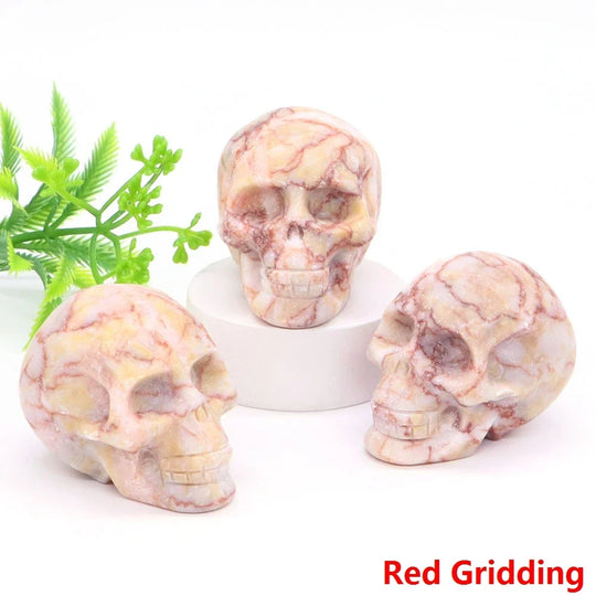 2" Skull Head Statue Natural Gemstone Healing Crystal Stone Carving Reiki Witchcraft Figurine Crafts Home Decor Halloween Gifts
