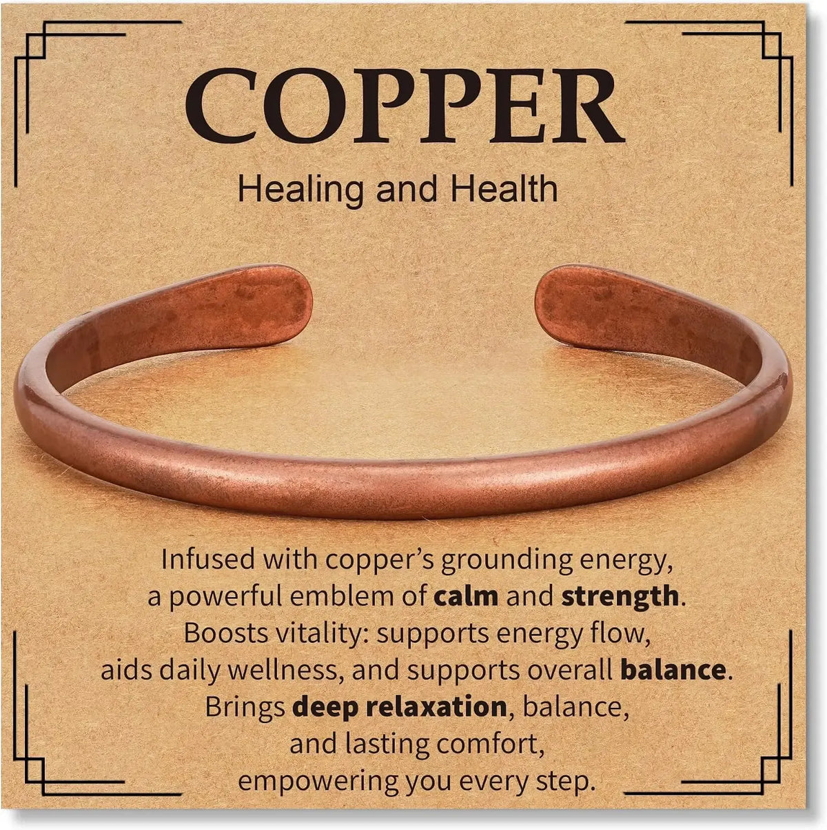 Adjustable Pure Copper Bracelets for Men and Women - Healing Cuff Jewelry