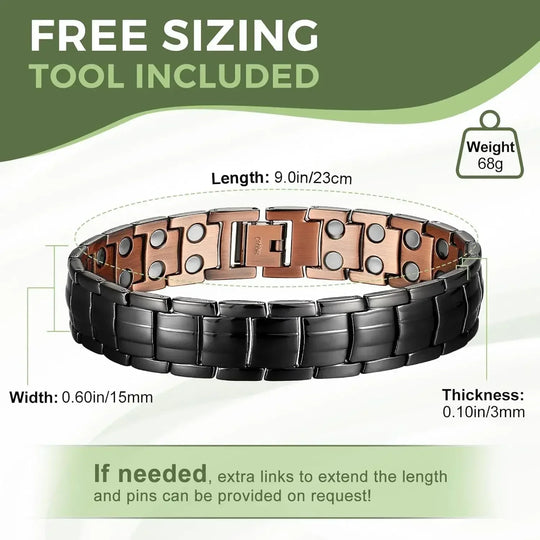 ARADOO  99.9% Pure Copper Bracelet with Double-Row Strength Magnets Jewelry Gift
