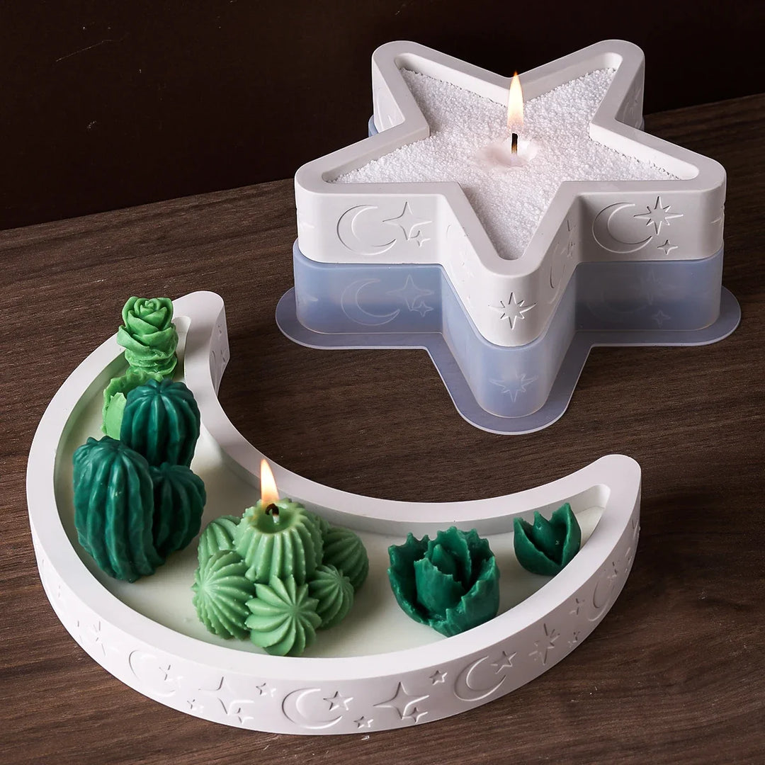 DIY Star Moon Plaster Tray Silicone Mold Creative Jewelry storage Plate Storage Box Flowerpot Ornament Making Mold Home Decor