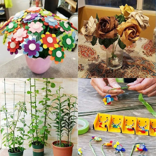 100Pcs 40cm Floral Wire Stems Paper Covered Iron Wire Artificial Branches Twigs DIY Crafts Flower Making Accessory Home Decor