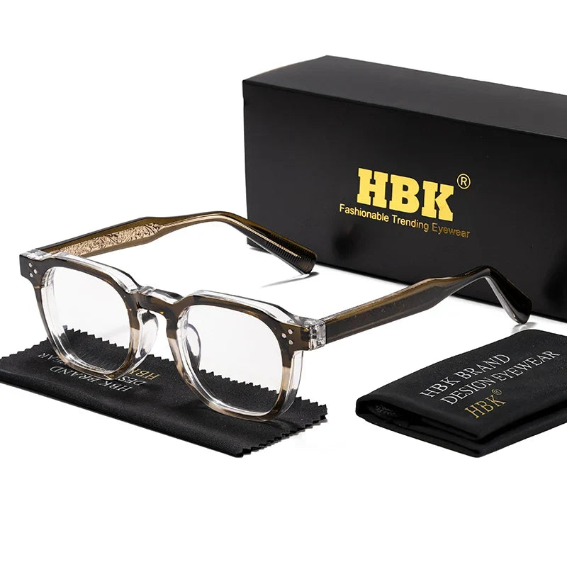 HBK  Square Flat Light Glasses for Men Women Retro TR Frame Eyeglass High-Quality Eyewear Minimalist Match Ideal Gifts