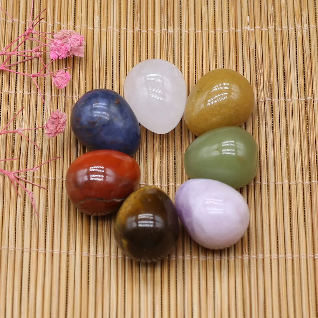 7pcs/lot Natural Crystal Egg Stone Mini Polished Agate Jewelry Home Decor Reiki Healing Crystals Ornament Gift