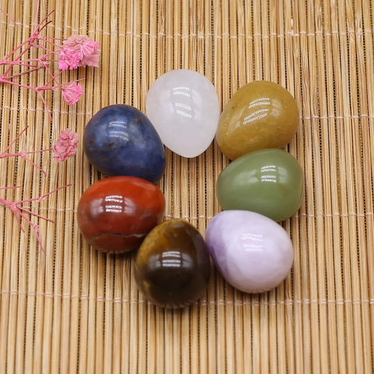 7pcs/lot Natural Crystal Egg Stone Mini Polished Agate Jewelry Home Decor Reiki Healing Crystals Ornament Gift