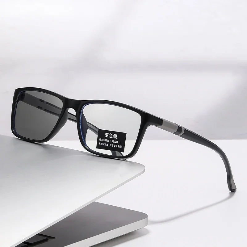 -0.5 -0.75 -1.25 Photochromic Anti Blue Light Outdoor Sports Cycling Ultra Light High-definition Color Changing Myopia Glasses