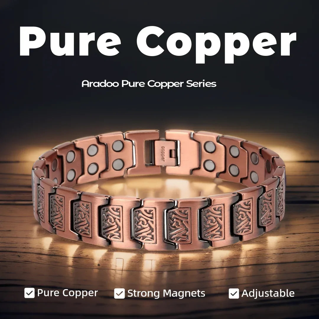 ARADOO Copper Bracelet for Men - 100% Pure Magnetic Jewelry