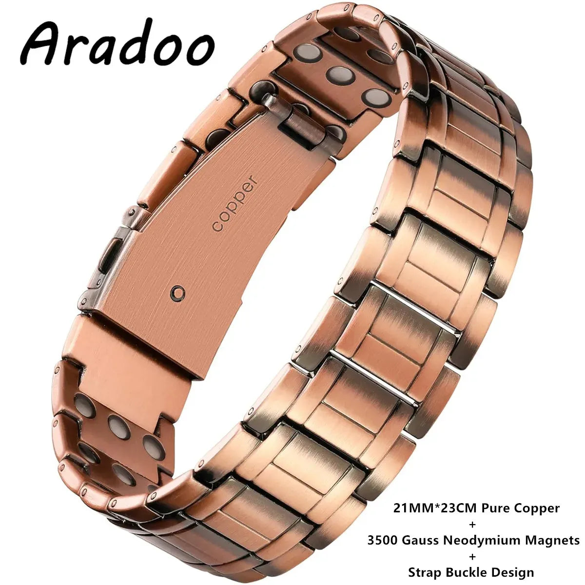 ARADOO Copper Bracelet for Men - Magnetic Therapy Wristband