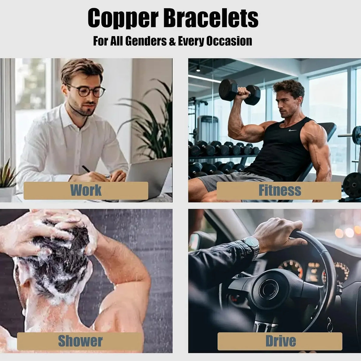Adjustable Pure Copper Bracelets for Men and Women - Healing Cuff Jewelry