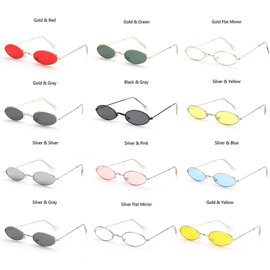 Summer Retro Small Oval Sunglasses Ladies Vintage Shades Cat Eye Sun Glasses Men Women Rectangular Eyeglasses Protection 400UV