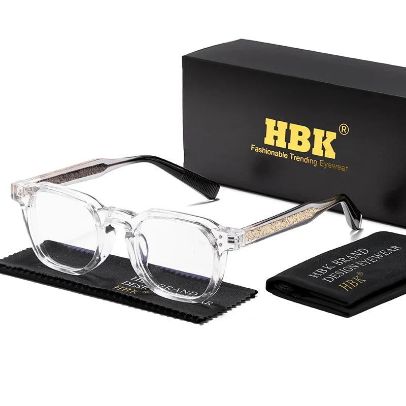 HBK  Square Flat Light Glasses for Men Women Retro TR Frame Eyeglass High-Quality Eyewear Minimalist Match Ideal Gifts