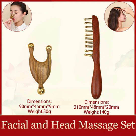 Copper guasha plate pure brass household scalp universal massage comb Mammary Scraping comb body massage tool