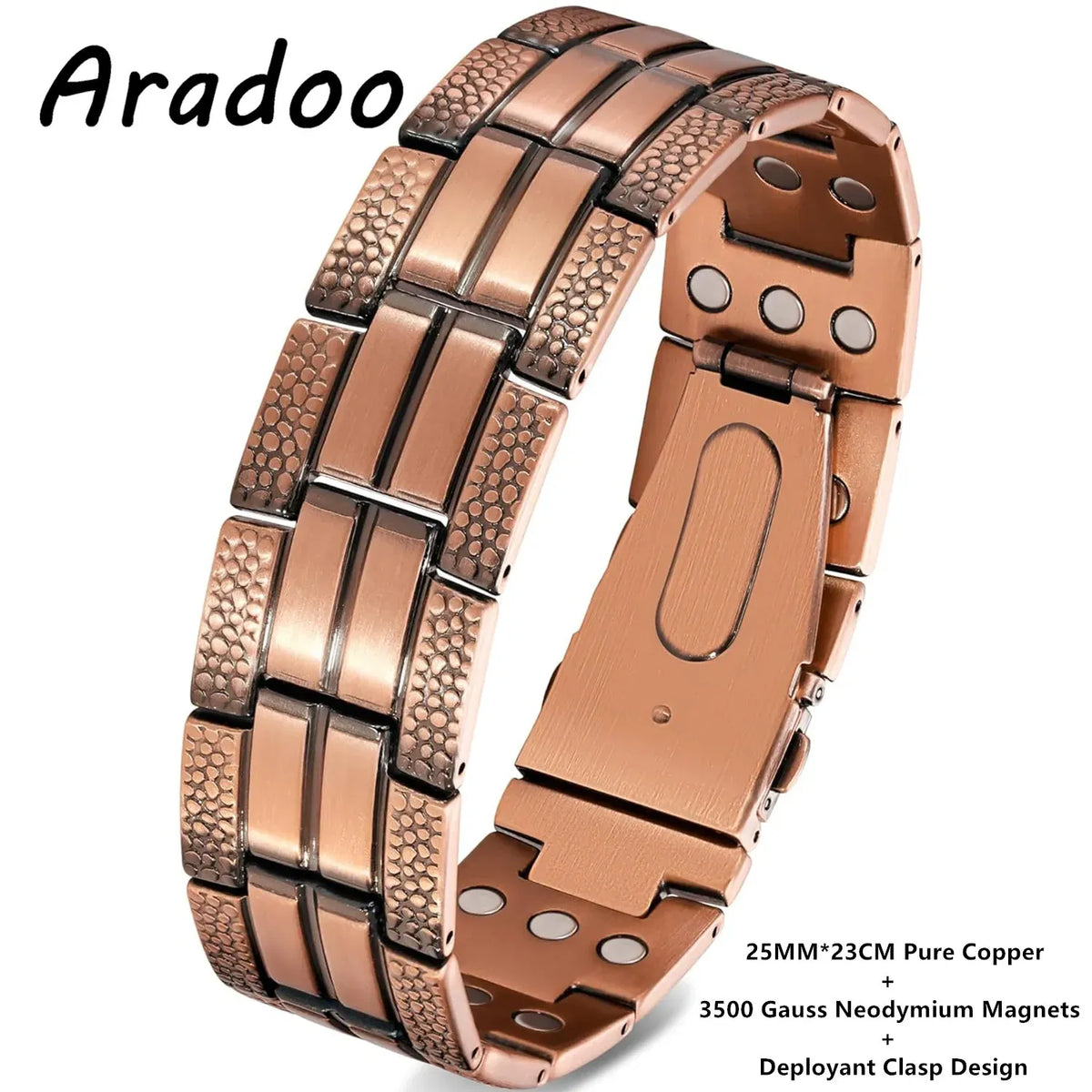 ARADOO Copper Bracelet for Men - Magnetic Therapy Wristband