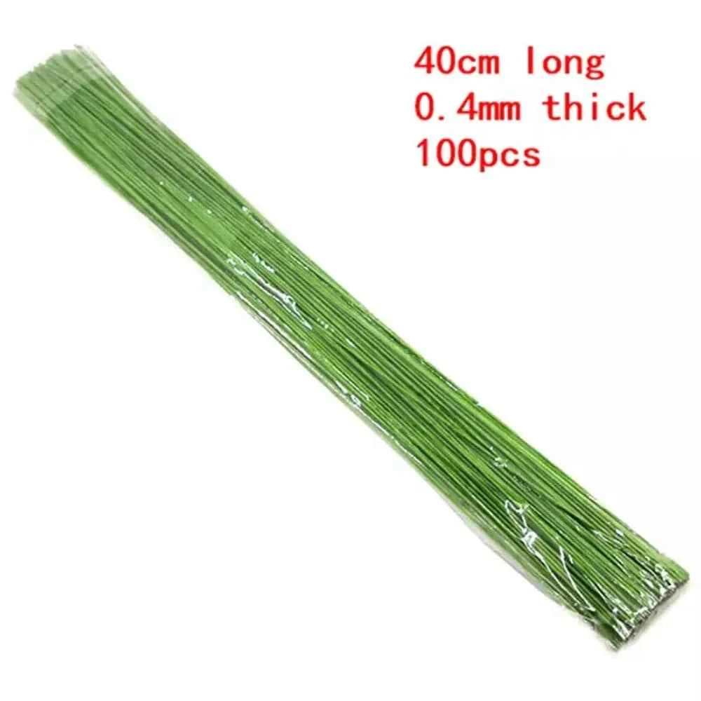 100Pcs 40cm Floral Wire Stems Paper Covered Iron Wire Artificial Branches Twigs DIY Crafts Flower Making Accessory Home Decor