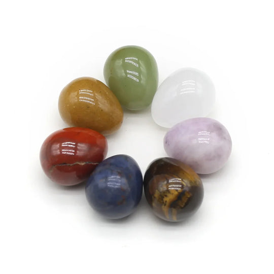 7pcs/lot Natural Crystal Egg Stone Mini Polished Agate Jewelry Home Decor Reiki Healing Crystals Ornament Gift