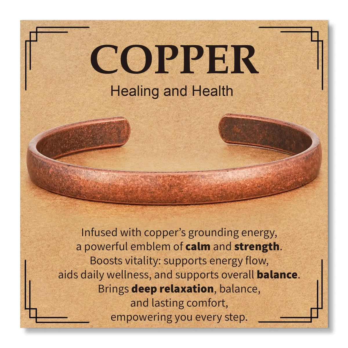 Adjustable Pure Copper Bracelets for Men and Women - Healing Cuff Jewelry