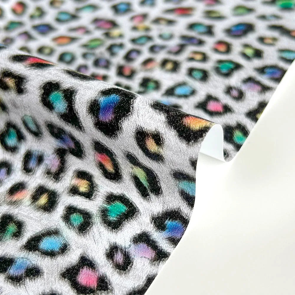 Permanent Adhesive Vinyl Sheet 12"x10"/19"/39" Glossy Rainbow Leopard Pattern Film for Home Decor Crafts Contact Paper Car Decal
