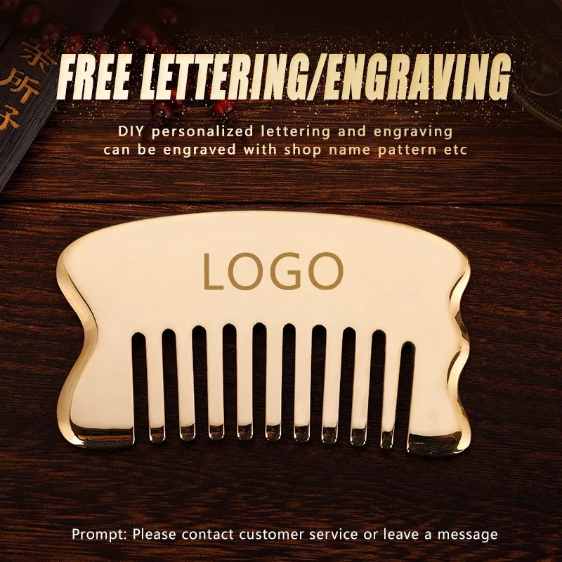 Copper guasha plate pure brass household scalp universal massage comb Mammary Scraping comb body massage tool