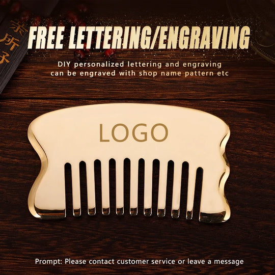 Copper guasha plate pure brass household scalp universal massage comb Mammary Scraping comb body massage tool
