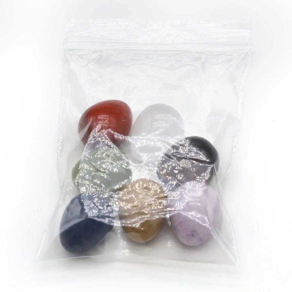 7pcs/lot Natural Crystal Egg Stone Mini Polished Agate Jewelry Home Decor Reiki Healing Crystals Ornament Gift