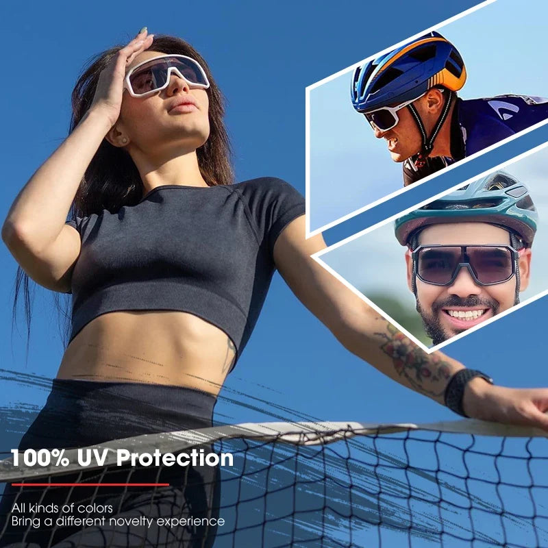 2 Packs Photochromic Riding Cycling Sunglasses Mtb Cycling Glasses Goggles Bicycle Mountain Bike Men&