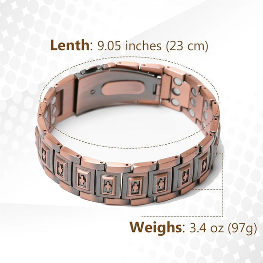 ARADOO Premium Copper Bracelet for Men with 3X Strength,Magnetic Therapy Cross Wristband Jewelry Gifts