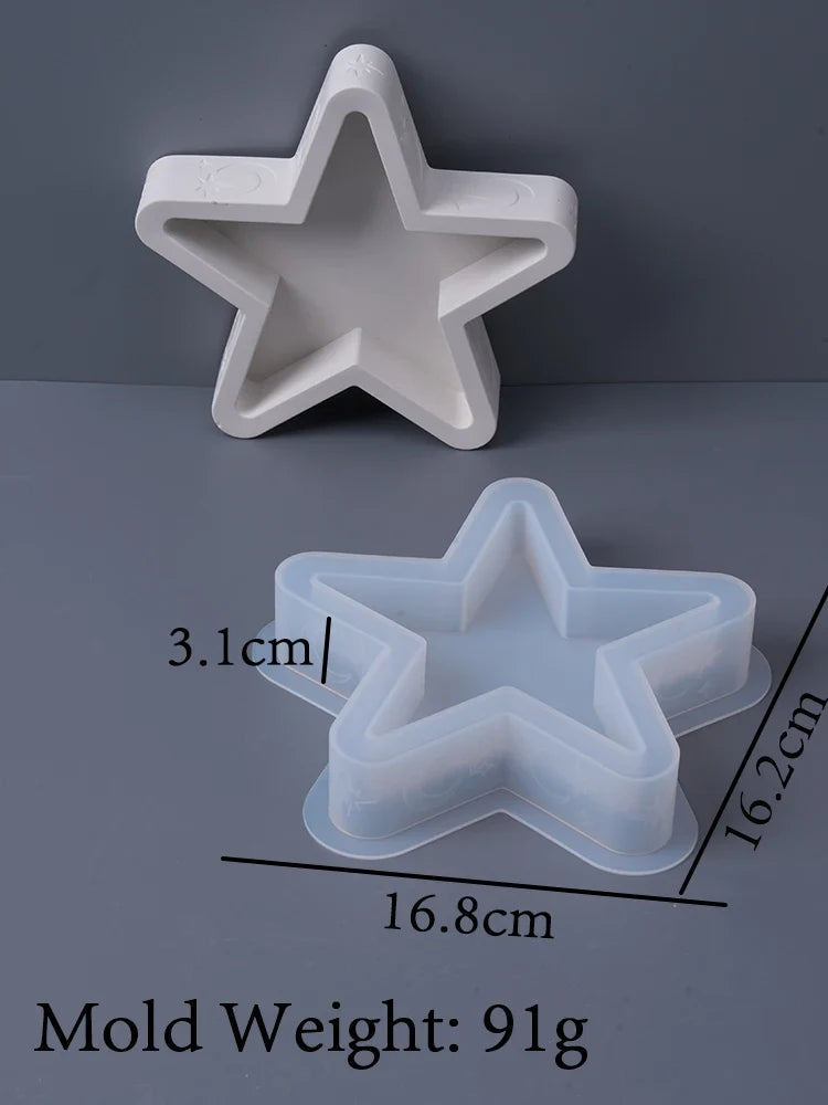DIY Star Moon Plaster Tray Silicone Mold Creative Jewelry storage Plate Storage Box Flowerpot Ornament Making Mold Home Decor