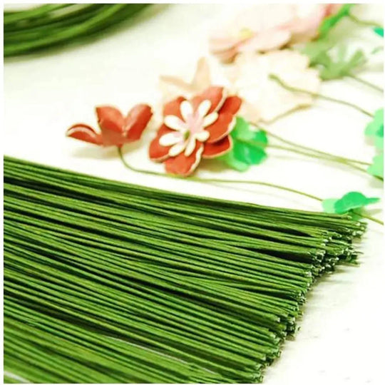 100Pcs 40cm Floral Wire Stems Paper Covered Iron Wire Artificial Branches Twigs DIY Crafts Flower Making Accessory Home Decor