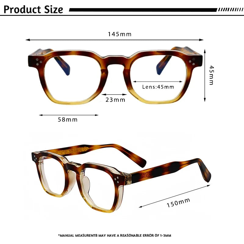 HBK  Square Flat Light Glasses for Men Women Retro TR Frame Eyeglass High-Quality Eyewear Minimalist Match Ideal Gifts