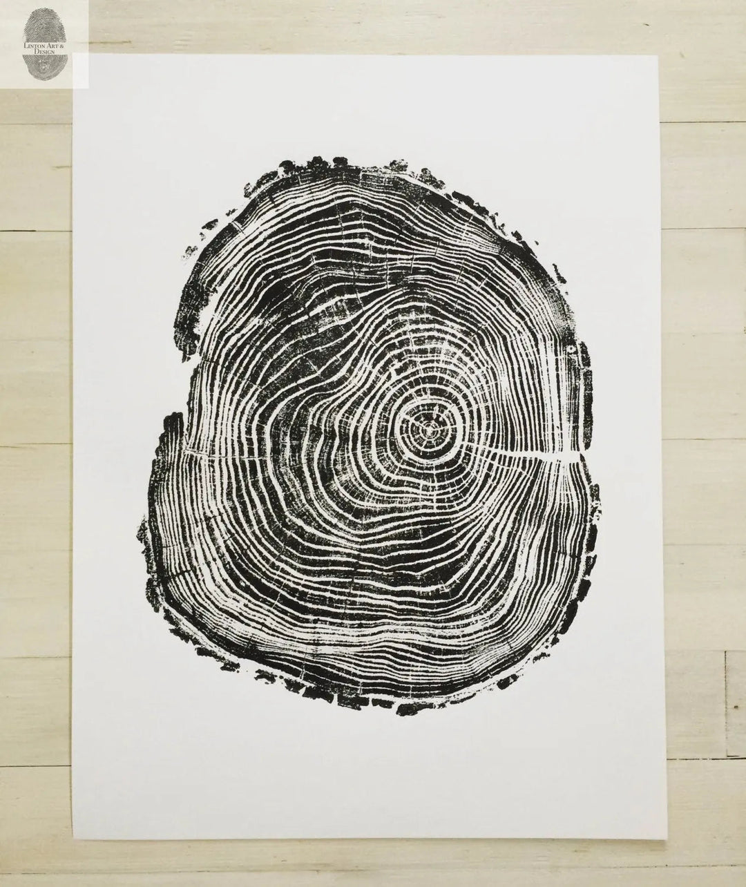 Three Panel Wall Art, Tree Blocks, Woodcut print, Tree hugger gift, Signed Original 18x24 inches