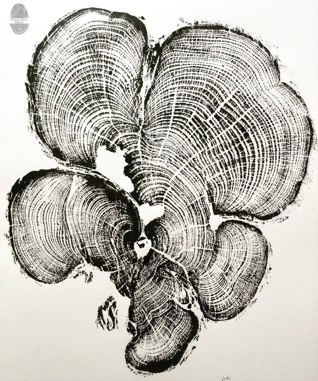 Three Panel Wall Art, Tree Blocks, Woodcut print, Tree hugger gift, Signed Original 18x24 inches