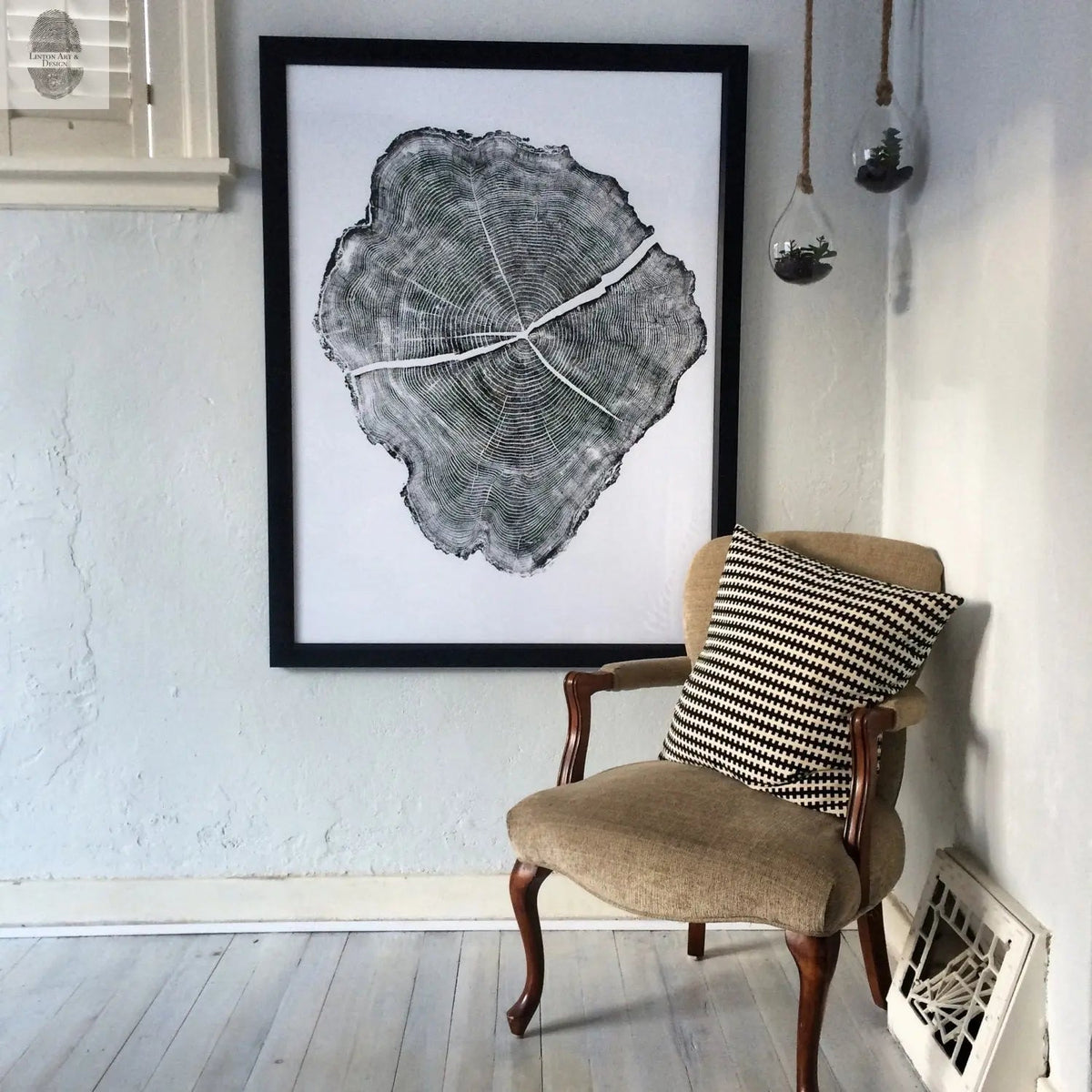 Tree Stump Print, Utah Art, Tree Blocks, Woodcut Print, Forestry, Signed Original, 36x48 inches
