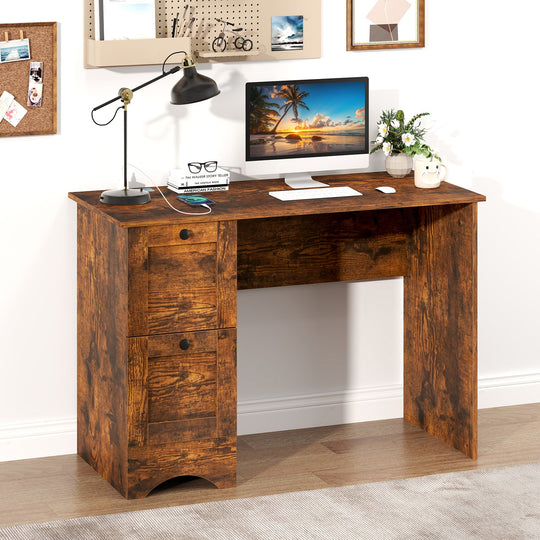 Wooden Computer Desk Workstation with 3 Drawers for Home and Office