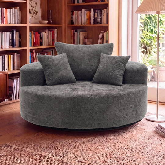 55" Oversized Round Swivel Chair