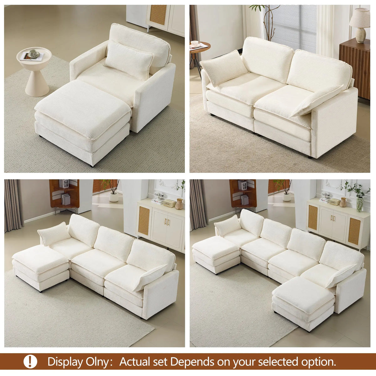 54" Plush Cloud Sofa: Modular Single + Ottoman Sofa with 22"