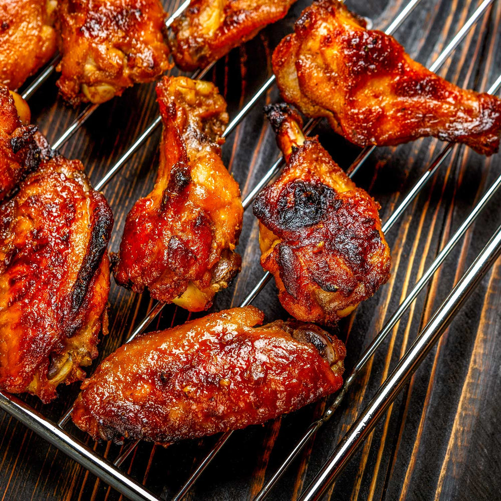 Slow Smoked BBQ Chicken Wings – Naked, Jalapeño Honey or Garlic Parmesan