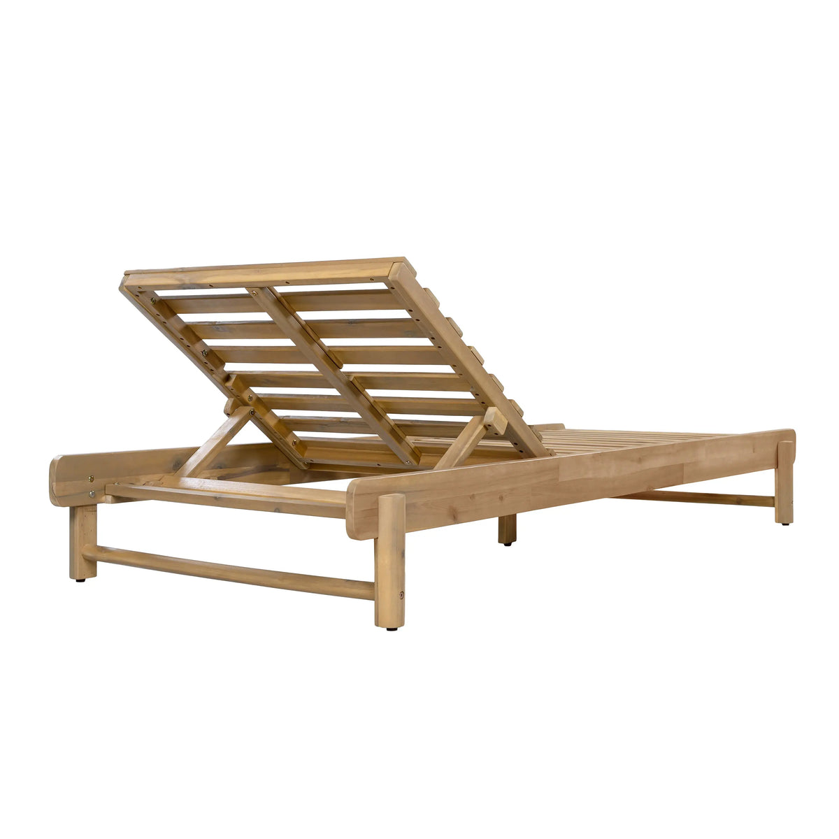 Wood Chaise Lounge Frame with Light Teak Finish - Acacia Comfort